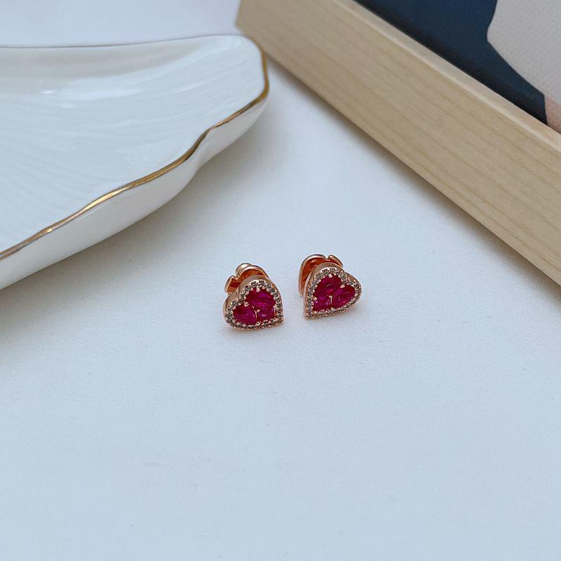 2024 Summer Trendy Elegant Heart Zircon Stud Earrings for Women