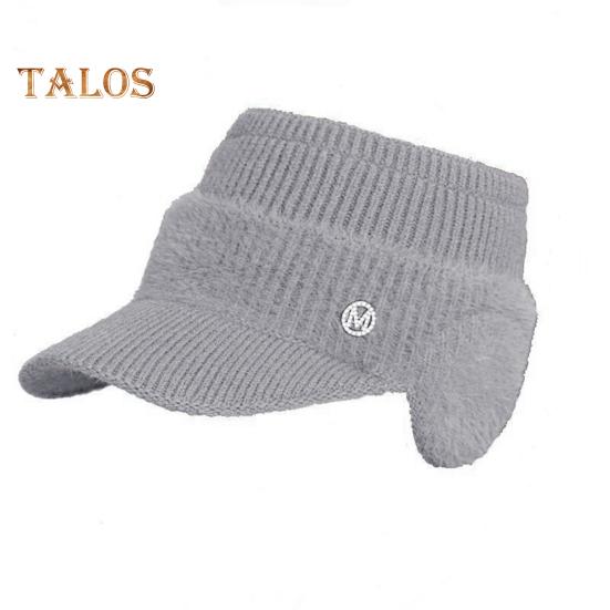 

Женская зимняя шапка с пустым верхом, защита ушей, короткие поля, толстая плюшевая вязаная кепка с козырьком, украшение в виде букв со стразами, эластичный повседневный головной убор серый