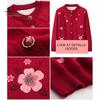 Single-breasted Mother Winter Sweater Coat Flower Print Cardigan Buttons Elastic Keep Women Warm Round Neck Plus Size Grandma Clothing