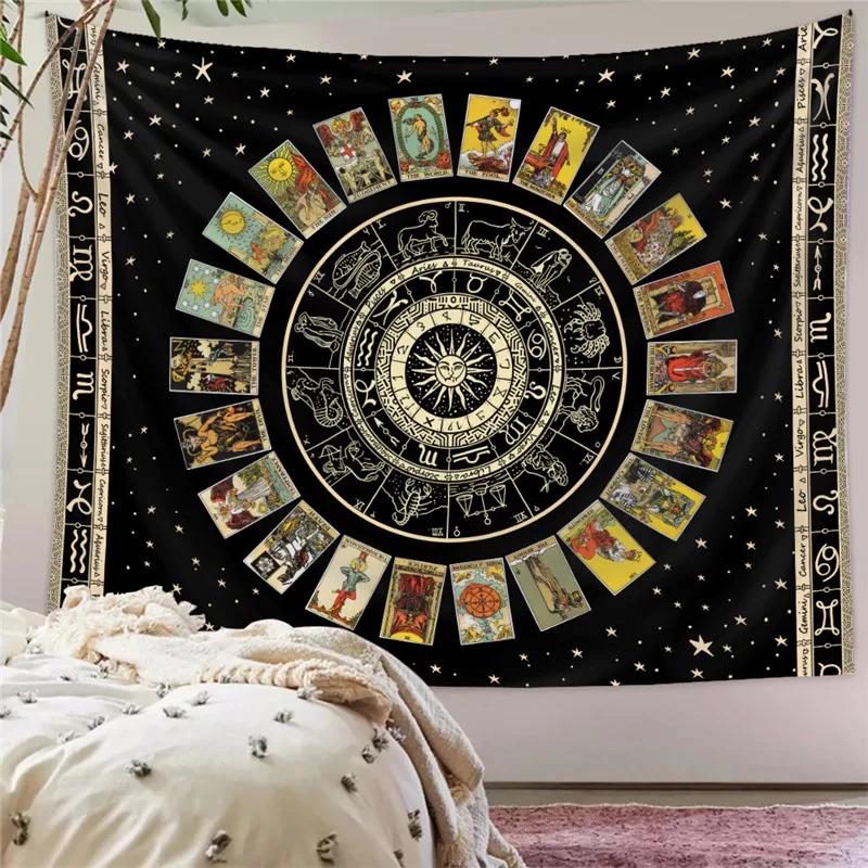 Beautiful Interior Decoration Tapestry Psychedelic Sun and Moon Mandala Flowers Home Wall