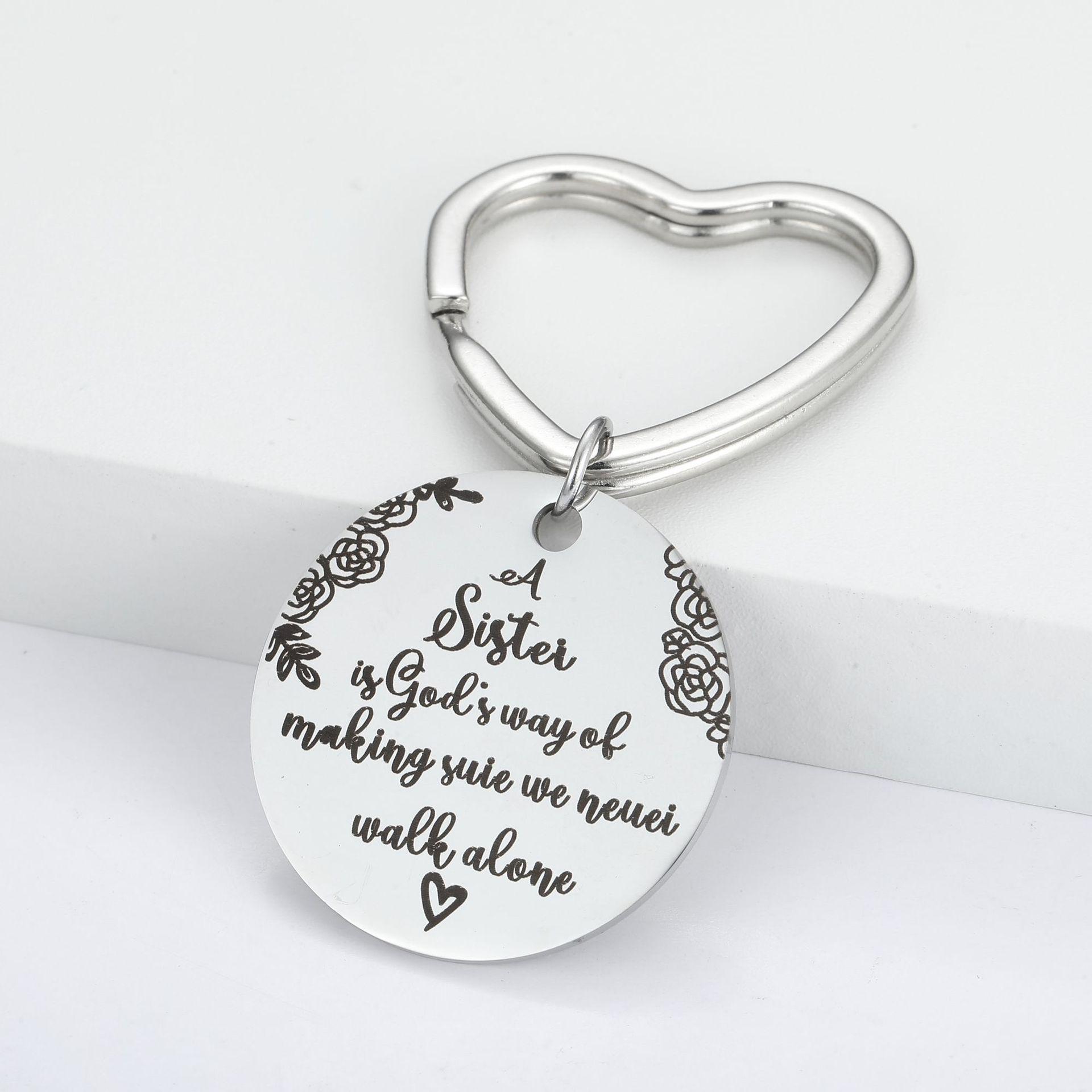2024 Stainless Steel Keychain Gift for Sisters - European & American Style with Mother s Day Laser Logo Engraving