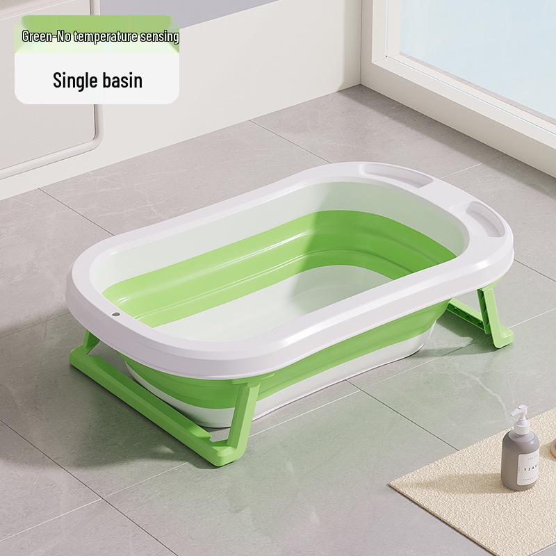 Foldable, Temperature-Sensing Baby and Toddler Bathtub for Sitting or Lying
