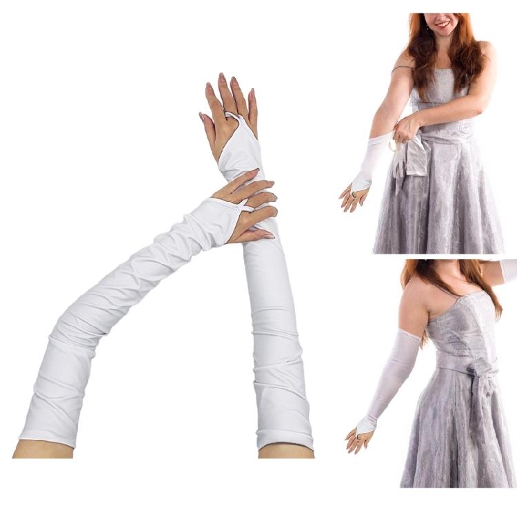 PU Leather Gloves for Formal Event Party Gloves Elegant NightClub Gloves Adult Stage Performances Fingerless Long Gloves