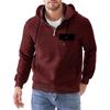 Men's Solid Color Plaid Hooded Sweatshirt Men's Casual Pocket Half Zipper Hooded Sweatshirt