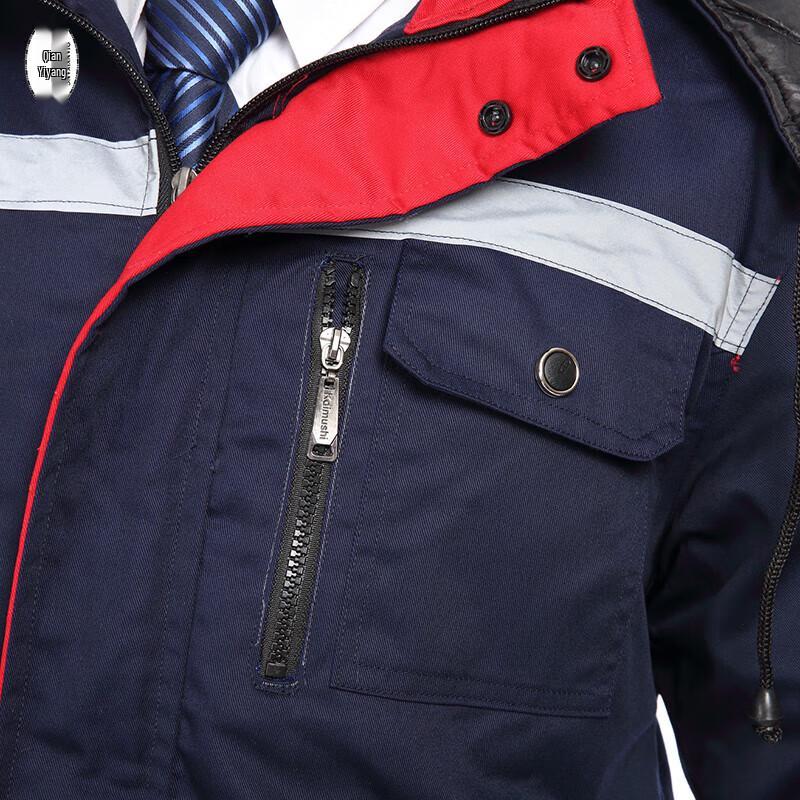 Men's Thickened Winter Work Jacket with Reflective Strips
