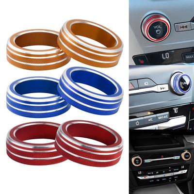 2PCS Aluminum Center Console Volume Tuning Knob Switch Trim Ring Protective Cover For Ford For Explorer 2020-2025 Auto Accessory