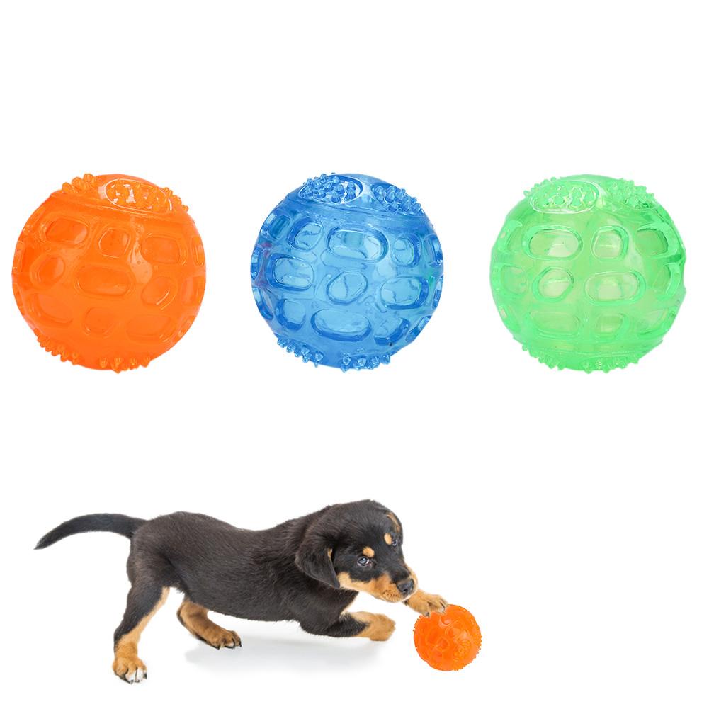 3Pcs Set Pet Dog Squeaky Chewing Ball Toy Puppy Cleaning Teeth Balls