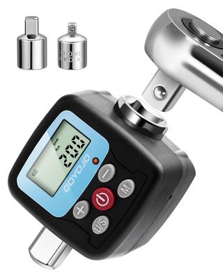 GOYOJO Digital Torque Meter, High Precision Right ±2% / Left ±2.5%, Digital Torque Adapter, 2 Modes, 4 Units, Durable, Multi-purpose, 1/2" 1/4" 3/8" A