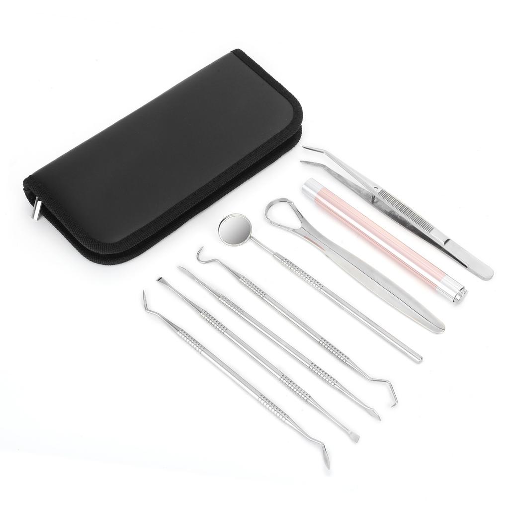 8pcs   set Dental Tartar Scaler Teeth Pick Teeth Tartar Scraper Mouth Mirror Flashlight