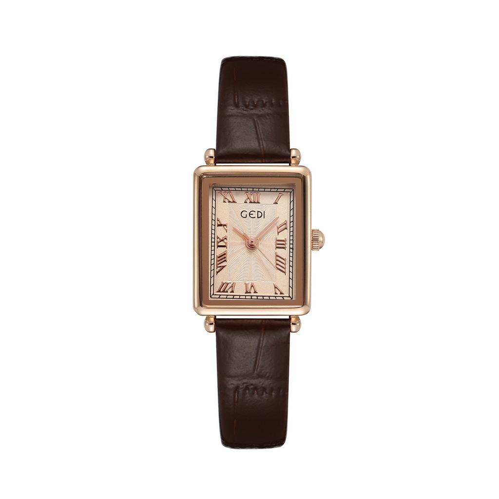 Ladies Roman Vintage Small Square Plate Student Versatile Bamboo Pattern Belt Quartz Waterproof Watch
