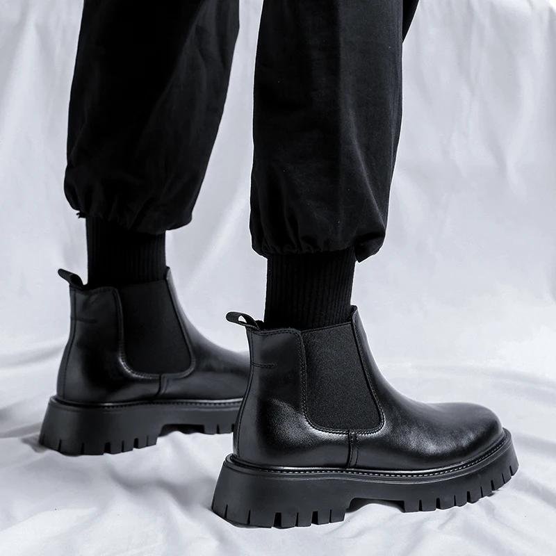 Fashion Boots Fashion Leather Gentleman Shoes Men Business Driving Shoes Handmade Black Party Flats Dress Shoes