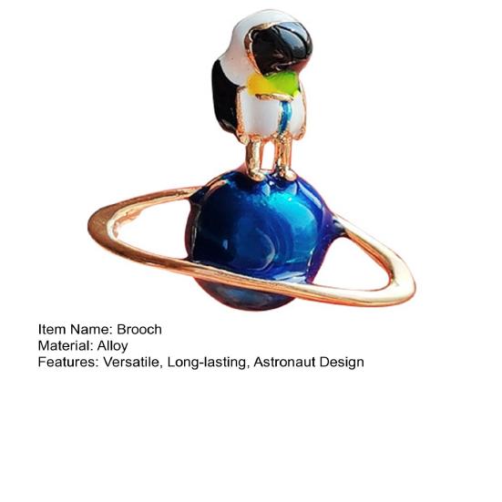 Astronaut Brooch Pin Enamel Blue Planet Lapel Pin Alloy Spaceman Badge Outfit Accessory