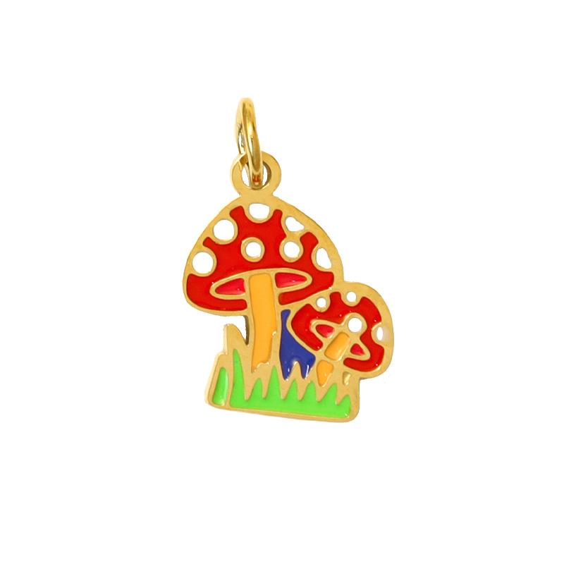 Summer On The New National Tide Does Not Fade Niche Dripping Oil Colored Mushroom Necklace Accessories Diy Design Pendant Female