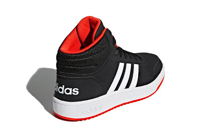 adidas Hoops 2.0 Mid Black Hi-Res Red Kids B75743