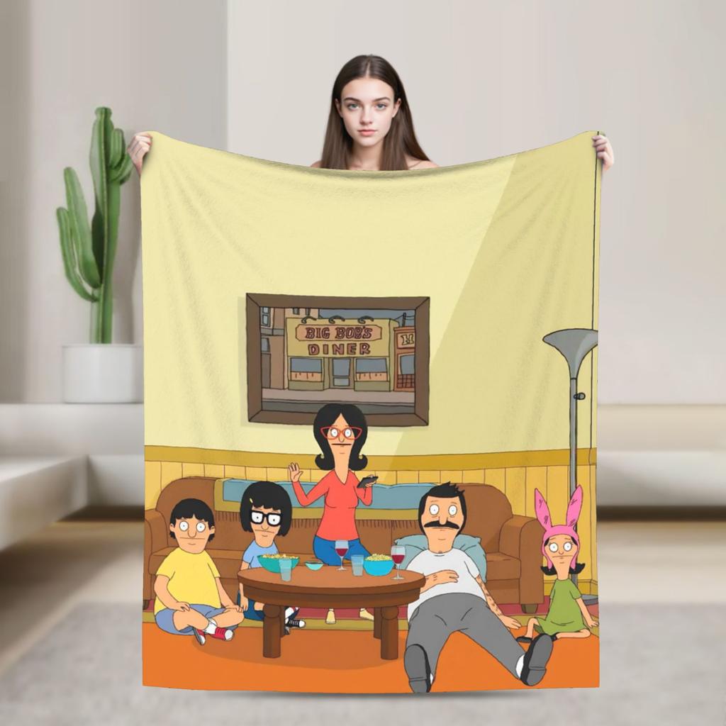 Super Soft B-Bob Burgers Thanksgiving Throw Blanket Premium Flannel Fleece Lightweight Bed Blanket Warm Plush Bedspread