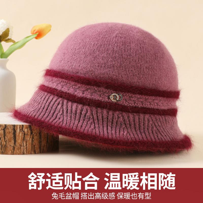 Winter Mother Hat Female Elderly Grandmother Plush Wool Hat Rabbit Fur Middle Elderly Warm Thickened Knitted Cotton Hat