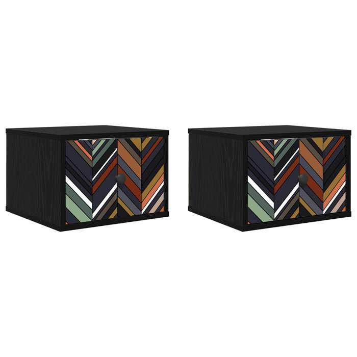 Table de chevet murale - MAISON EXCLUSIVE - OMMEN - Chêne noir - Bois d'ingénierie - Lot de 2