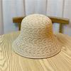 Solid Knit Hollow Out Bucket Hat Women Spring Summer Breathable UV Sun Protection Fisherman Hat