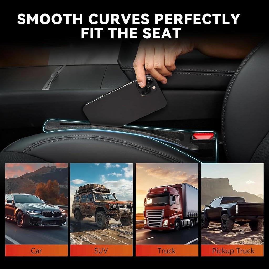 2PCS Car Seat Gap Filler Organizer, No Drop Seat Guard For Cars & SUVs, Automotive Trays & Bags, Car Seat Gap Fillers With Seat Belt Holes, Stopping