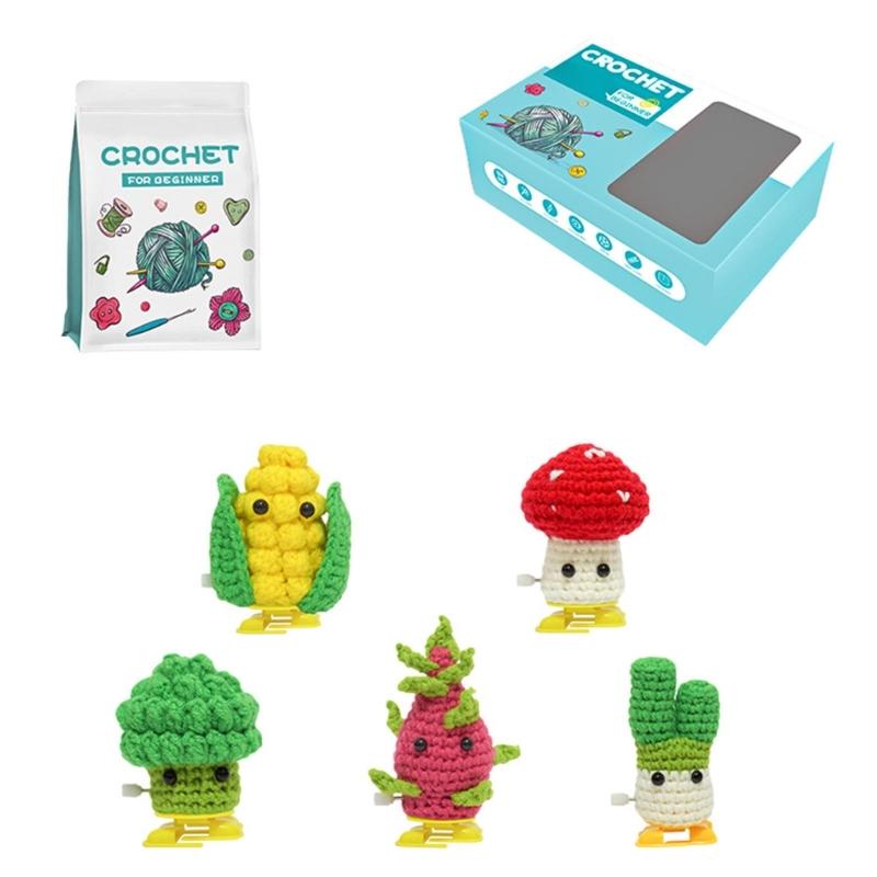 Crochet Flower Set with Step-by-Step Tutorial Instruction Crochet Potted Plant Crochet Knitting Supplies for Beginner