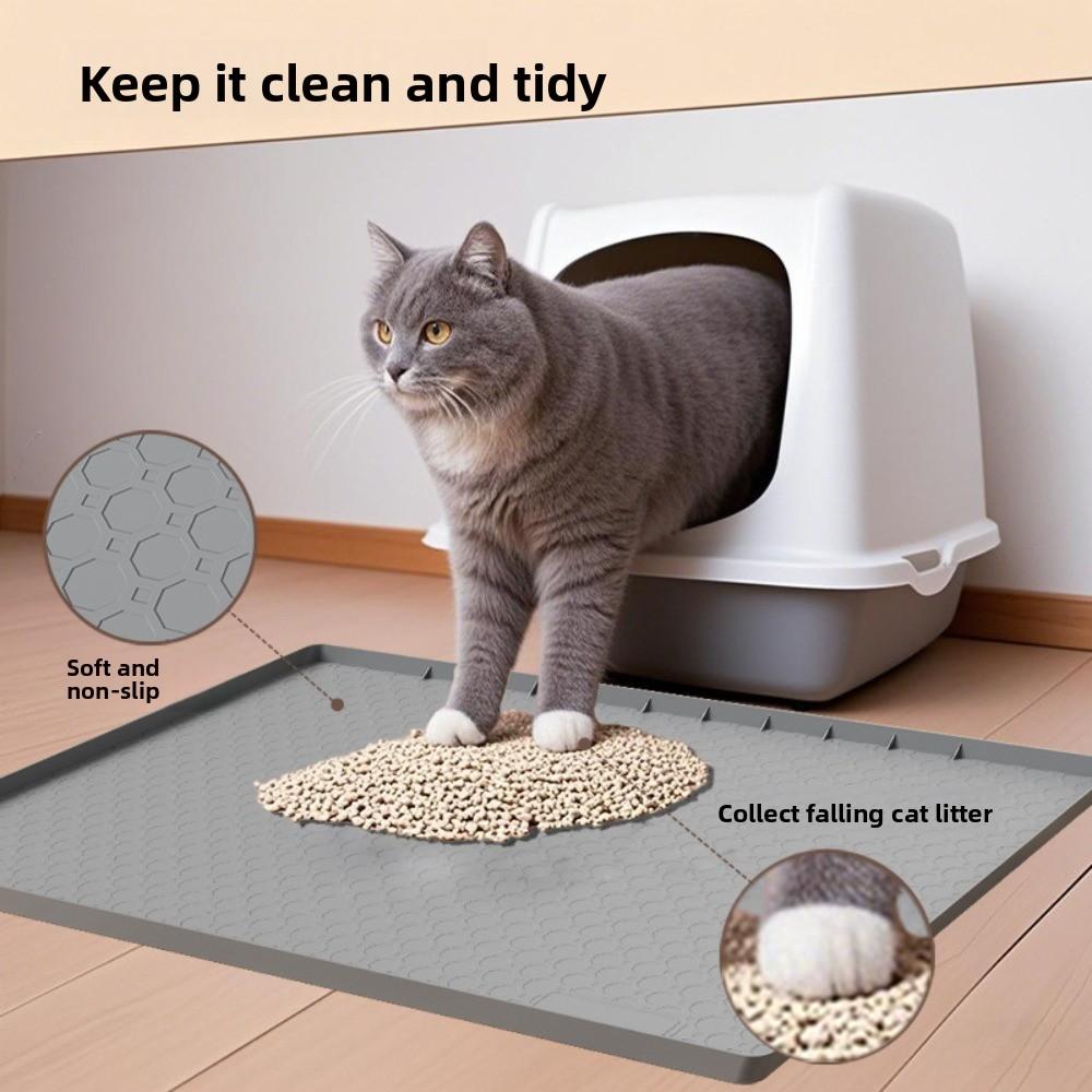 Tapis de Litière pour Chat en Silicone Épais Grande Taille, Imperméable et Anti-Urine, Tapis Anti-Fuite pour Animaux de Compagnie, Facile à Nettoyer pour Bac à Litière pour Chat