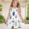 Girls Round Neck Sleeveless Geometric Printed A Line Flared Dress