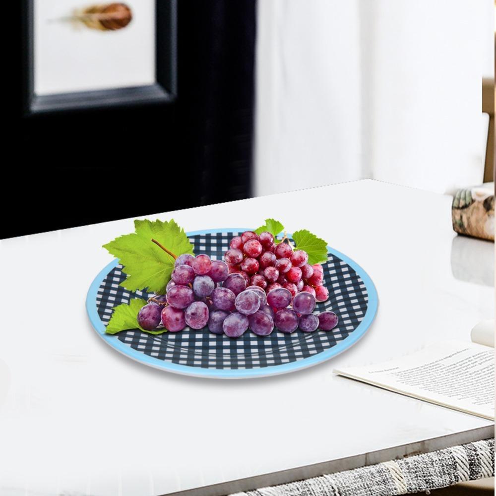 Raised Circular Food Platter Anti‑slip Bottom Dinner Plate Water‑proof Organizer Tray Kitchen Grid
