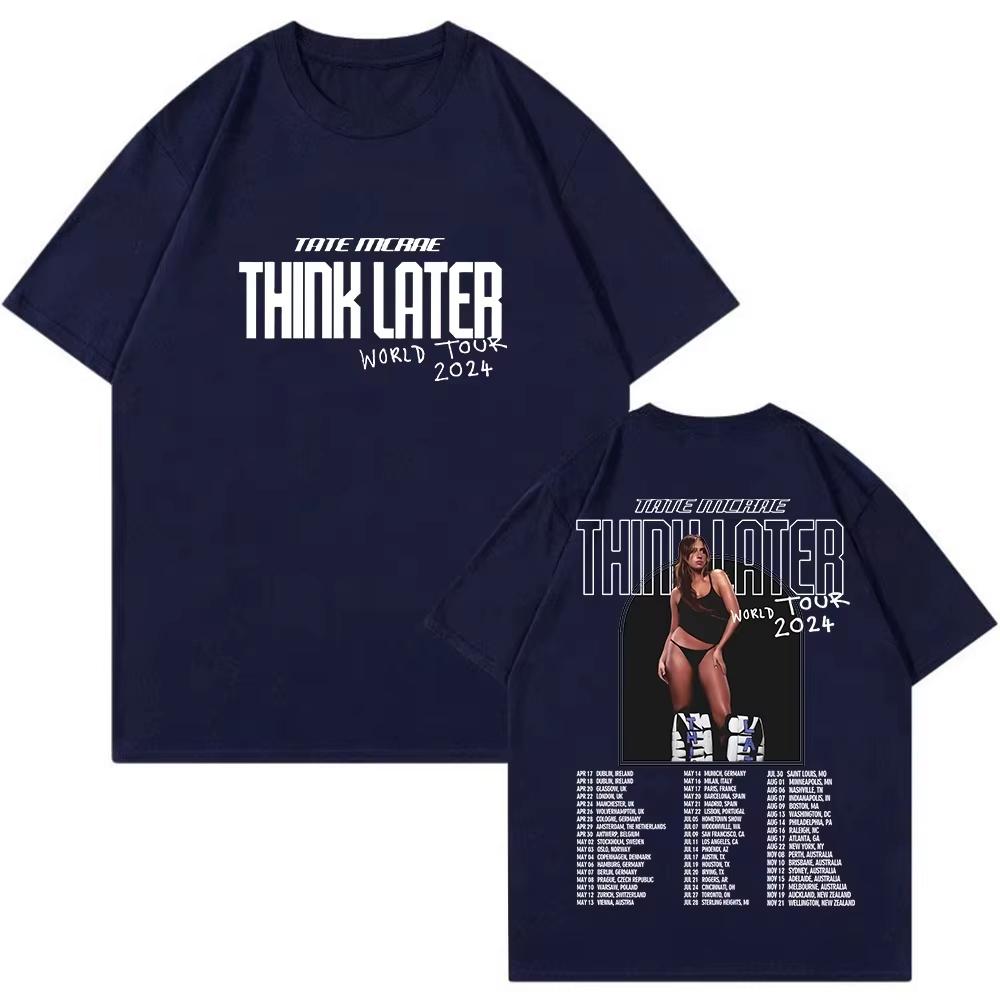 Tate McRae Think Later T-Shirts Pop-Sänger T-Shirt 2026 Sommer Neu Unisex Damen Luxus Mode Baumwolle Oversize T-Shirt Y2K