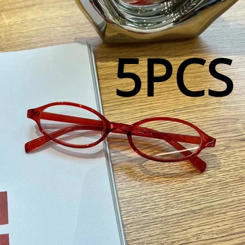 10Pairs Vintage Small Oval Glasses Girls Y2K Style Red Green Frame Glass Eyewear Decorative Outdoor Anti-blue Eyeglasses Gifts