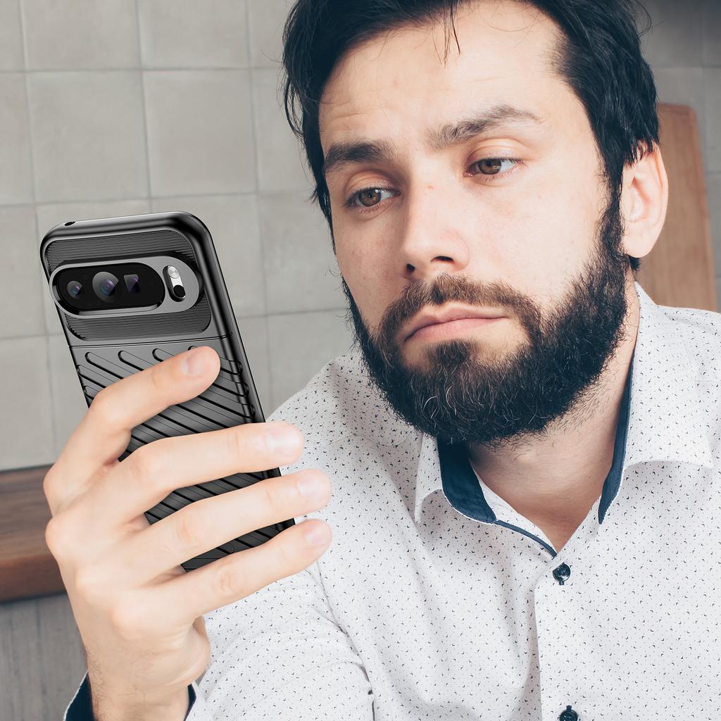 Capa Thunder Series para Google Pixel 9 Pro XL, capa de telefone TPU espessada, textura de sarja
