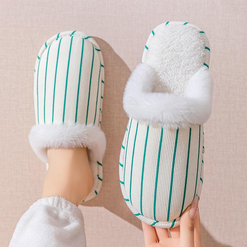 Cotton Slippers for Home Use Spring and Autumn Indoor Warm and Non-slip Cixi Couple Plush