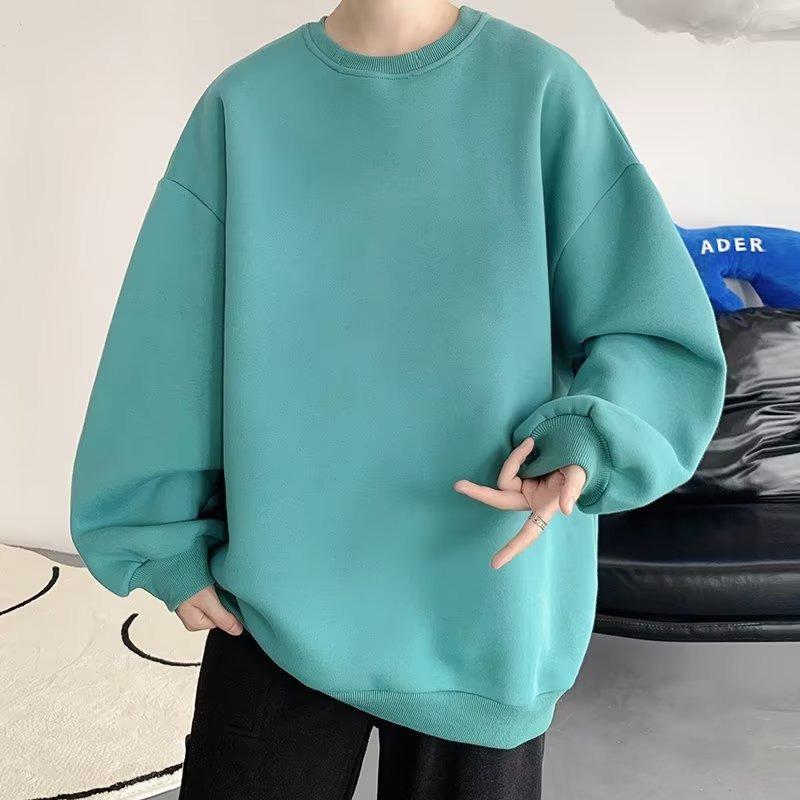 Трендовый минималистичный мужской зимний свитшот - Популярный однотонный пуловер кэжуал с круглым вырезом XL