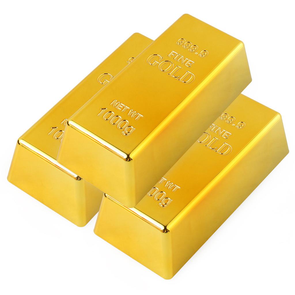 Plastic Fake Gold Bullion Simulated Golden Brick Fake Glittering Gold Bar Paperweight Door Stop Movie Prop Novelty Gift