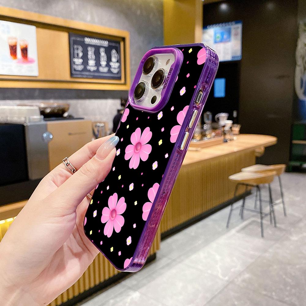 Flowers Art Purple Translucent Mobile Phone Case For IPhone 17 16 E 15 14 13 12 11 Pro Max 14 15 Plus 17 Air Colorful Hard Cover