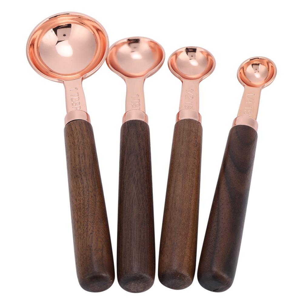 4PCS Set Stainless Steel Measuring Spoon Set Rose Gold Kitchen Baking Tool For Kitchen Baking
