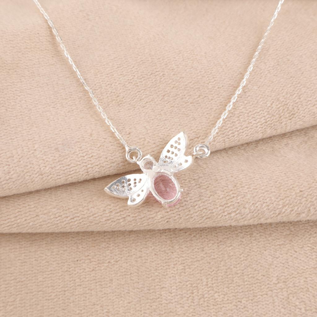 Beautiful Morganite Gemstone 925 Sterling Silver Jewelry Zircon Pendant 0.50" CZP-12-11