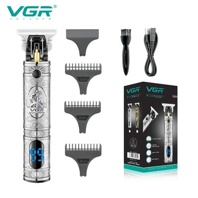 Cordless 0 Zero Gapped Original Vintage Machine All Metal LED Hair Cut Clipper T9 Switch Trimmer Barber Gold Silver Men's Shaver