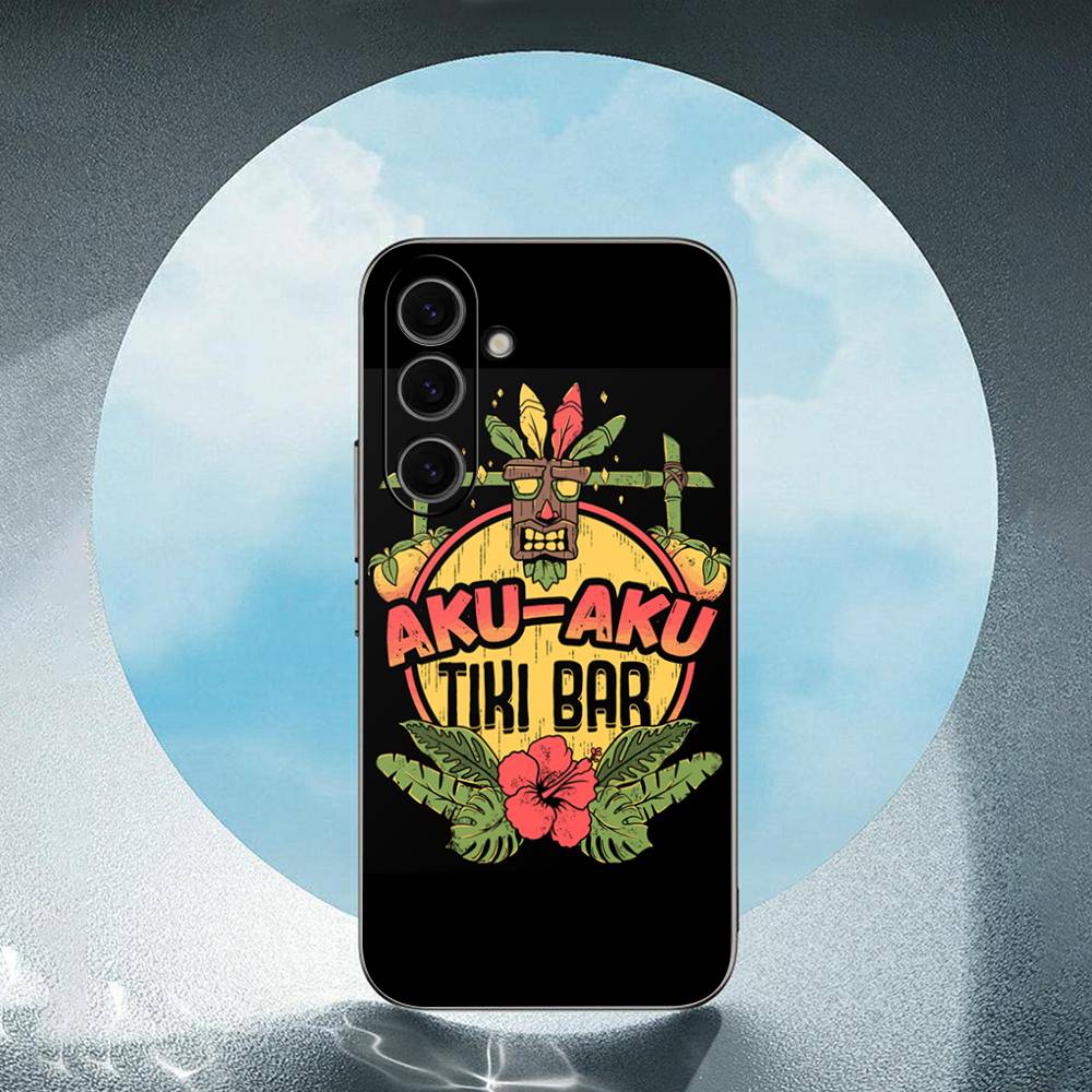Aku Aku Crash For Samsung Galaxy S25 S24 S23 Ultra S22 S21 Plus S20 Black Soft Silicone Protective Case