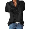 Women's Fashion Printed V-neck Short Sleeve Blouse, 10 Colors 8 Sizes Available Casual Summer Top