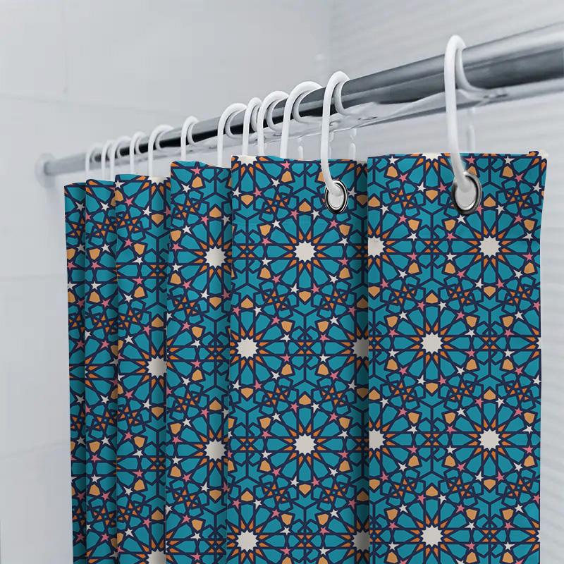 Blue Flower Shower Curtain, Bath Decor Multicolor Floral Pattern Fabric Shower Curtain Waterproof Bathroom Accessory For Home De