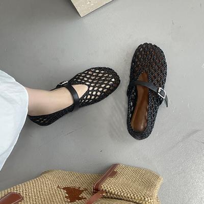 Scarpe Mary Jane donna autunno nuovo maglia studente fondo piatto punta rotonda traspirante parola con bocca bassa vuote scarpe singole