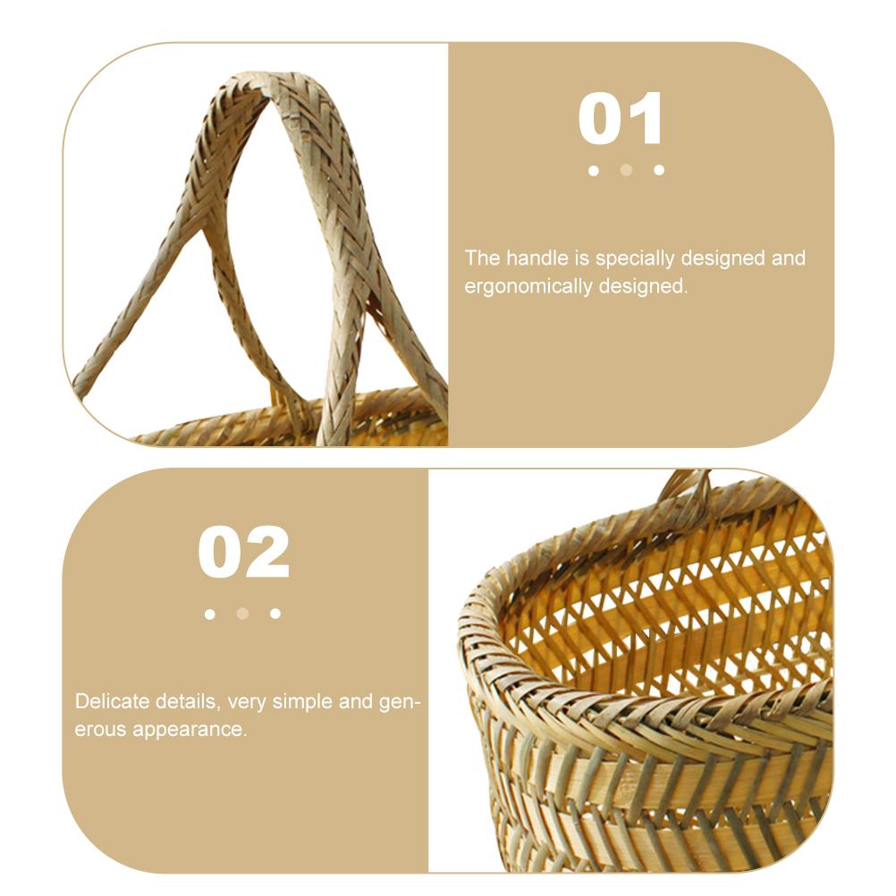 Vegetables Basket Hand Shopping Storage Baskets Garden Hod Fruit Open Bamboo Weaving