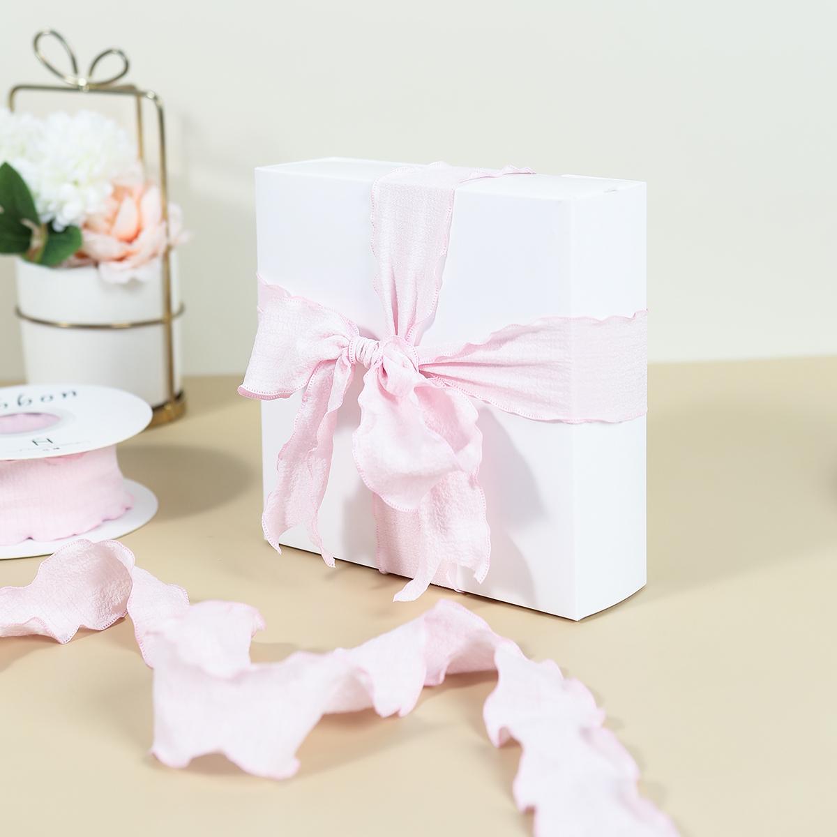 4 см * 10 атласная шифоновая шелковая лента ручной работы с потертыми краями — фото 6