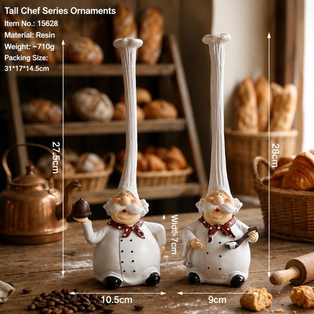 Resin Chef Figurine Home Decoration Cartoon Chef Dolls Creative Chef Statue  Dining Room