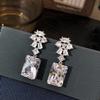 Wedding luxury light luxury earrings for women, micro-inlaid zircon shiny jewelry, high-end princess super