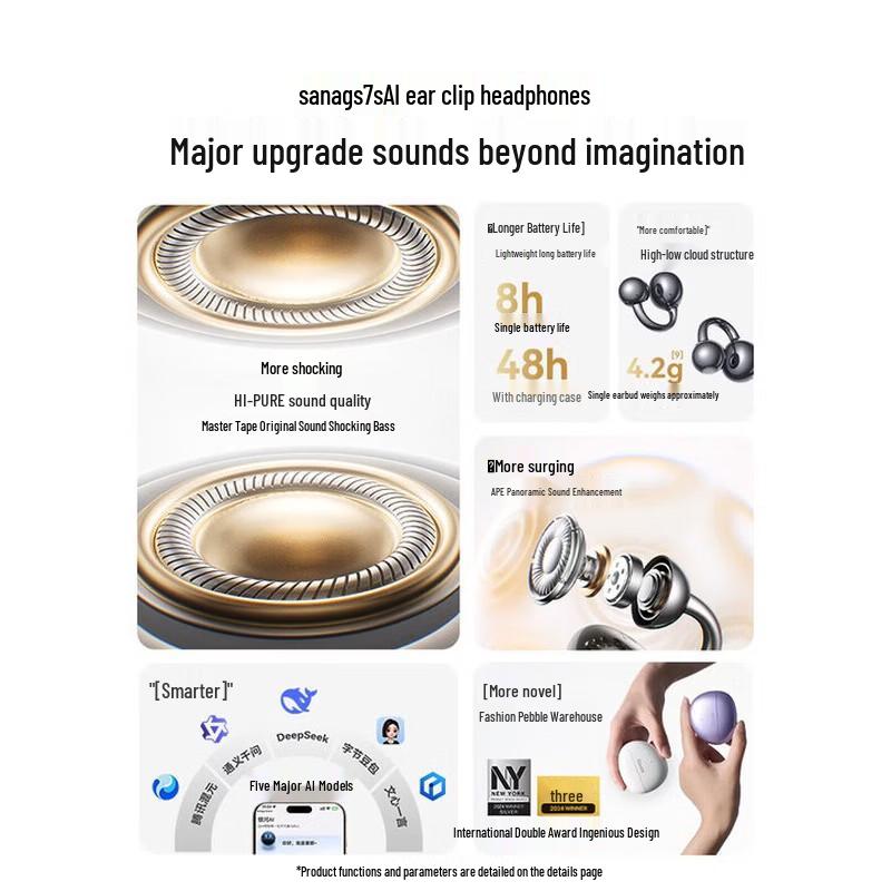 SANAG S7S AI Open-Ear Ear Clip Bluetooth Headset