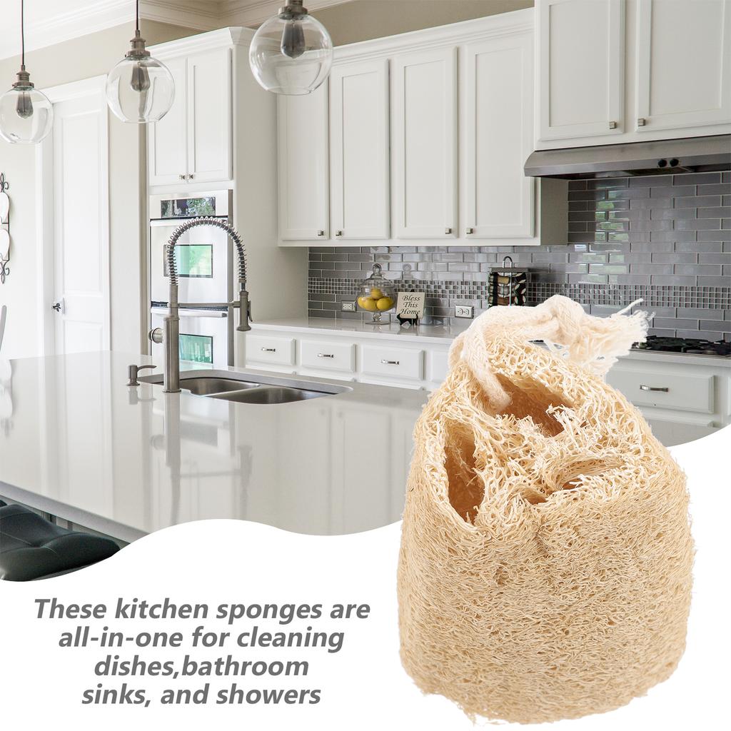 2pcs Natural Loofah Dish Sponges Multi Functional Cleaning Sponge For Reusable Eco Friendly Household Strong Kitchen Bathroom