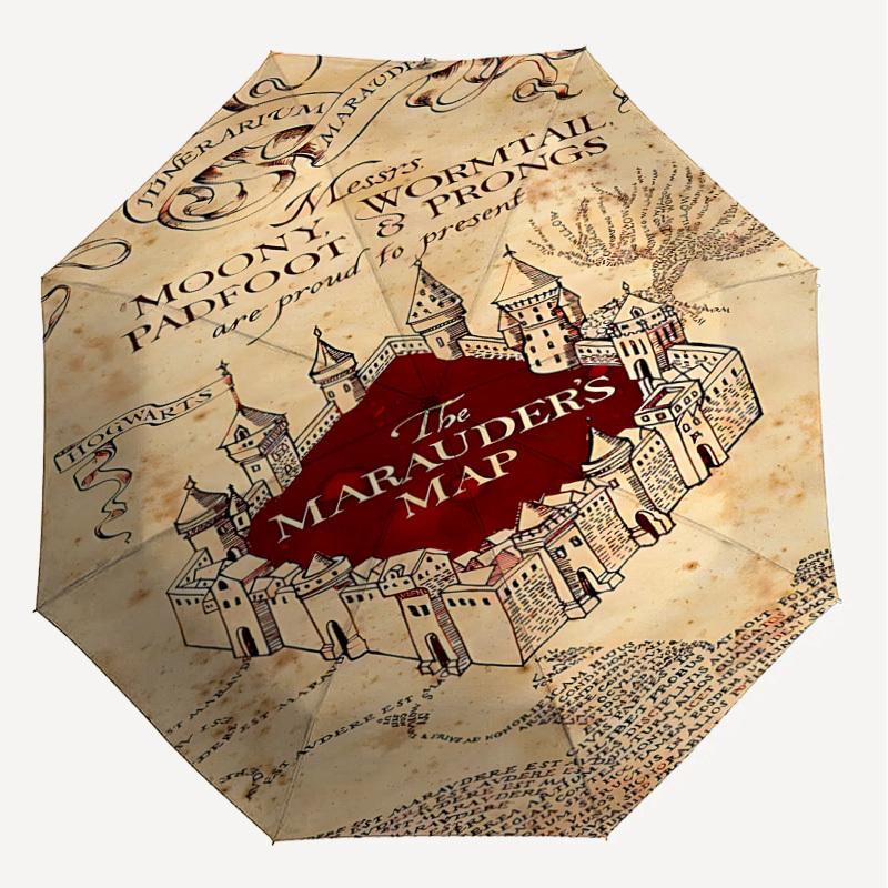 1PC MARAUDER'S MAP Umbrella-8-Rib Reinforced, Automatic Open, Lightweight & Durable, Cute Fashion Accessory for Outdoor, D2615