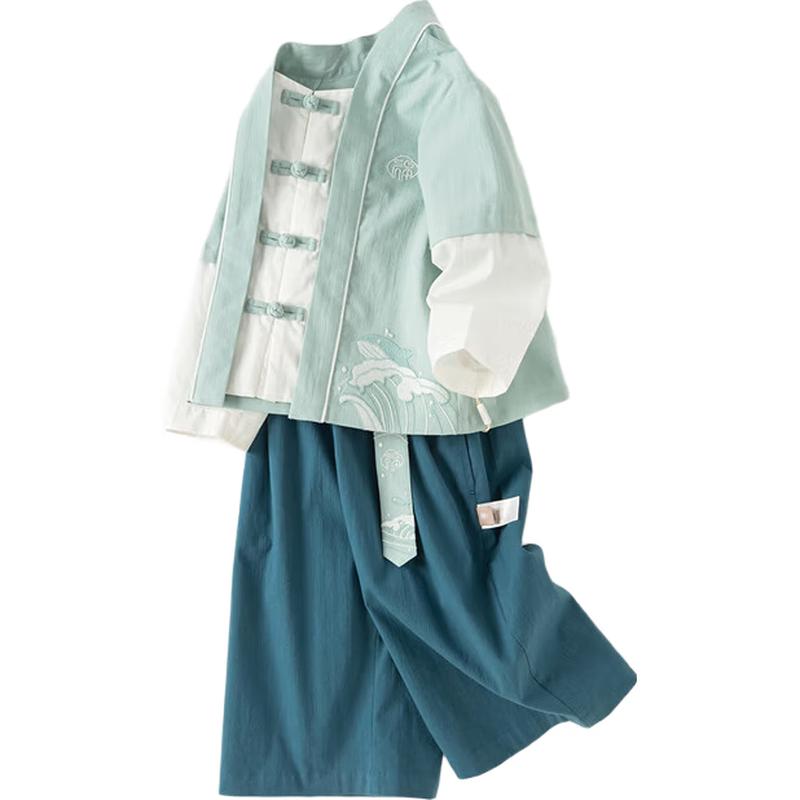 Davybella Boys  Chinese Style Two-Piece Long Pants Set 110cm