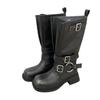 Retro Style Polished Square-Headed Knight Boots Women'S Spring Versatile But Knee-High Boots Slim Casual Boots